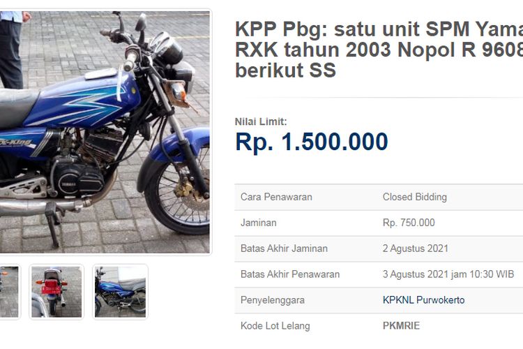 Pasaran Di Atas Rp Juta Yamaha Rx King Plat Merah Dilelang Murah Kondisi Utuh Limit Rp 1 5 Juta Saja Gridoto Com
