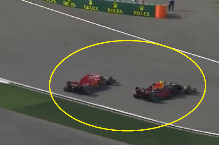 Sebastian Vettel ditabrak oleh Max Verstappen di GP F1 China 2018