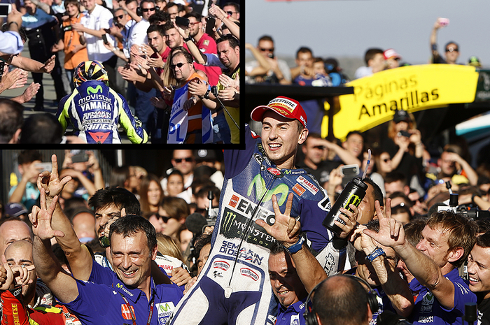 Jorge Lorenzo dan Valentino Rossi di Valencia 2015