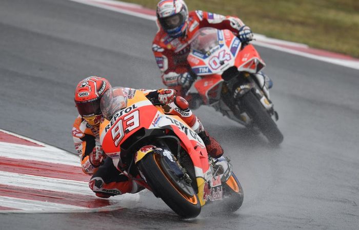 Marc Marquez dan Andrea Dovizioso di MotoGP Misano 2017