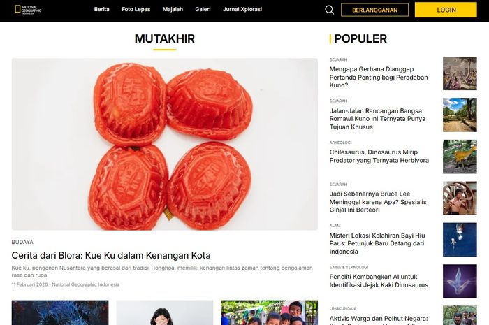 Tampilan baru situs web nationalgeographic.co.id.