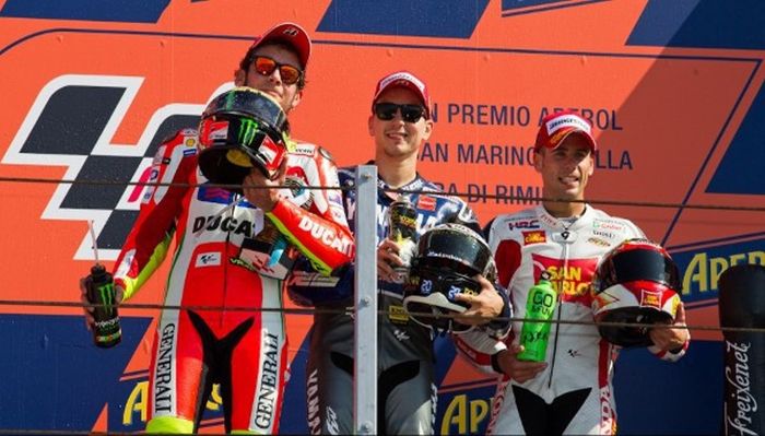Bautista mendapat juara tiga dibelakang Rossi dan Lorenzo  di GP Italia 2012 