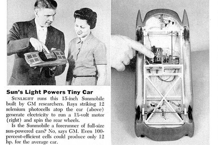 Sunmobil sebagai miniatur mobil listrik saat pertama kali diperkenalkan