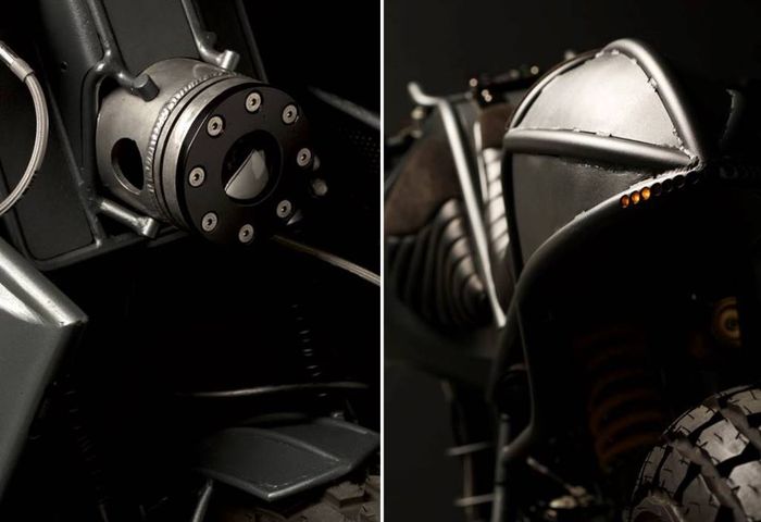 Tampilan lampu depan dan belakang Yamaha TW125 &ldquo;Tank&rdquo;  besutan Atelier Medusa