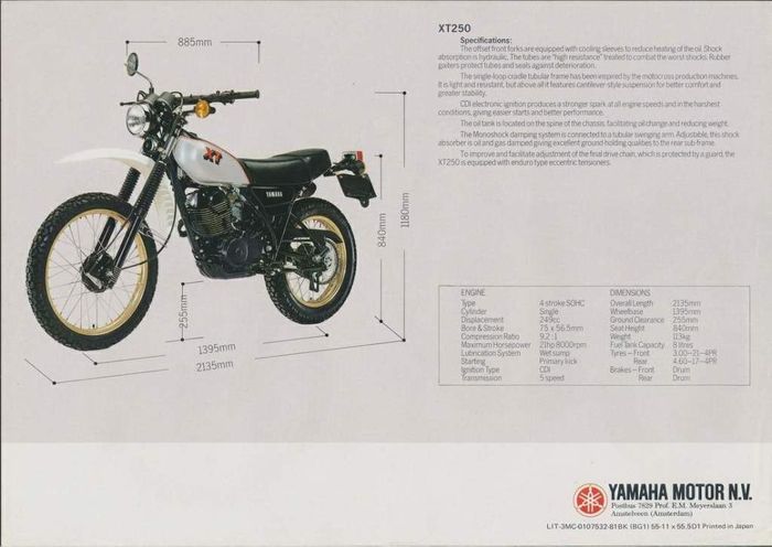 Pamflet lawas Yamaha XT250