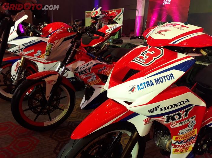 Astra Motor Racing Team akan menggunakan Honda Blade , Honda Sonic , Honda CBR150R dan Honda CBR250RR
