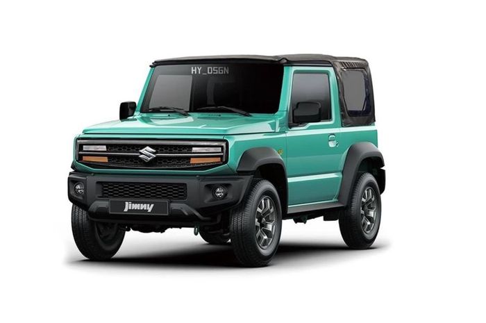 Modifikasi digital Suzuki Jimny dengan wajah sipit