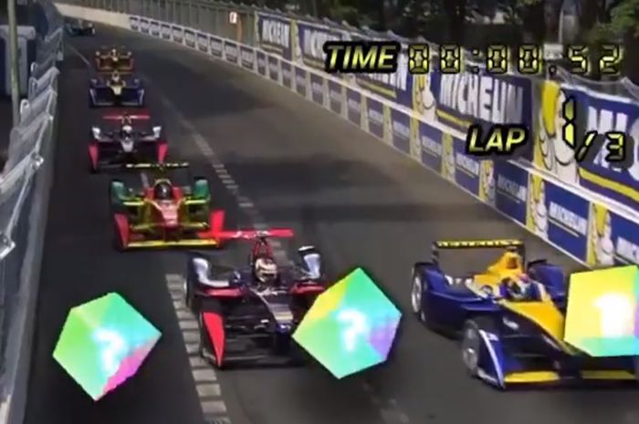 Video balpan Formula E diedit ala Mario Kart