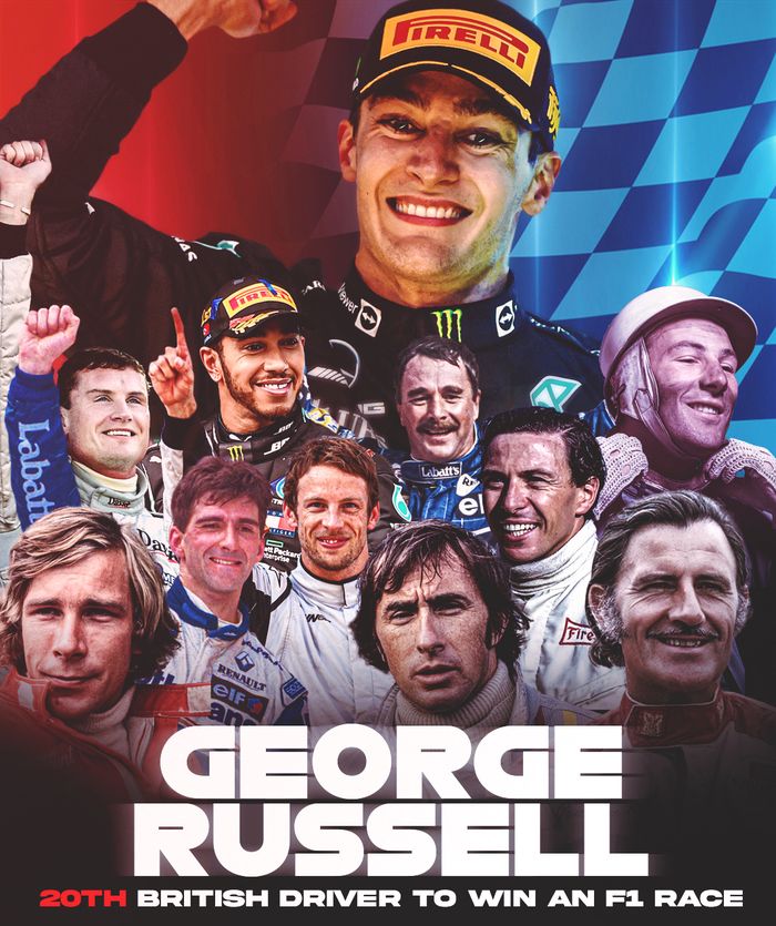 George Russell bergabung dengan para seniornya sebagai pembalap Inggris yang menang di balap F1