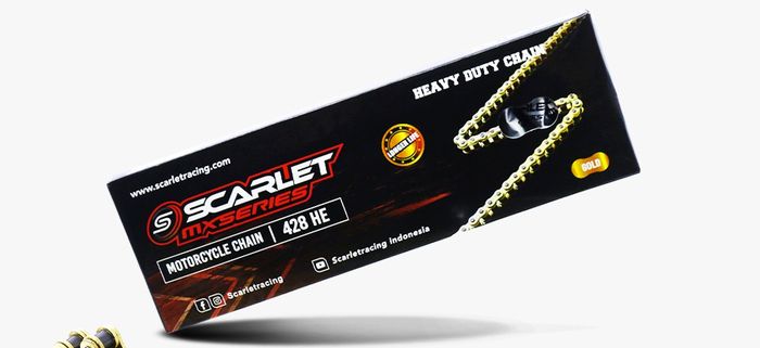 Rantai Scarlet Racing 428 HE MX Series memiliki daya tahan lebih kuat dibandingkan rantai biasa