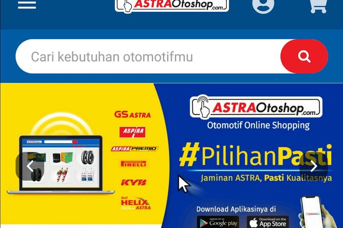 Tampilan aplikasi AstraOtoshop.com di Android