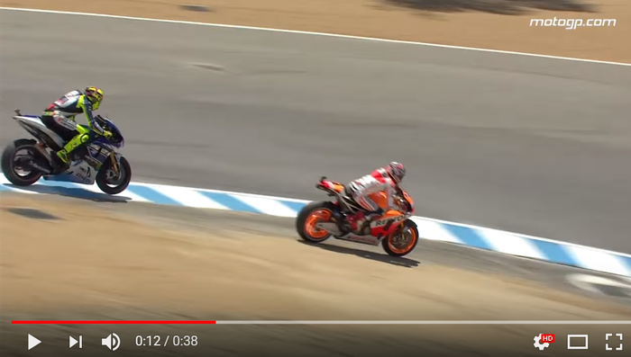 Marc Marquez dan Valentino Rossi di Laguna Seca 2013