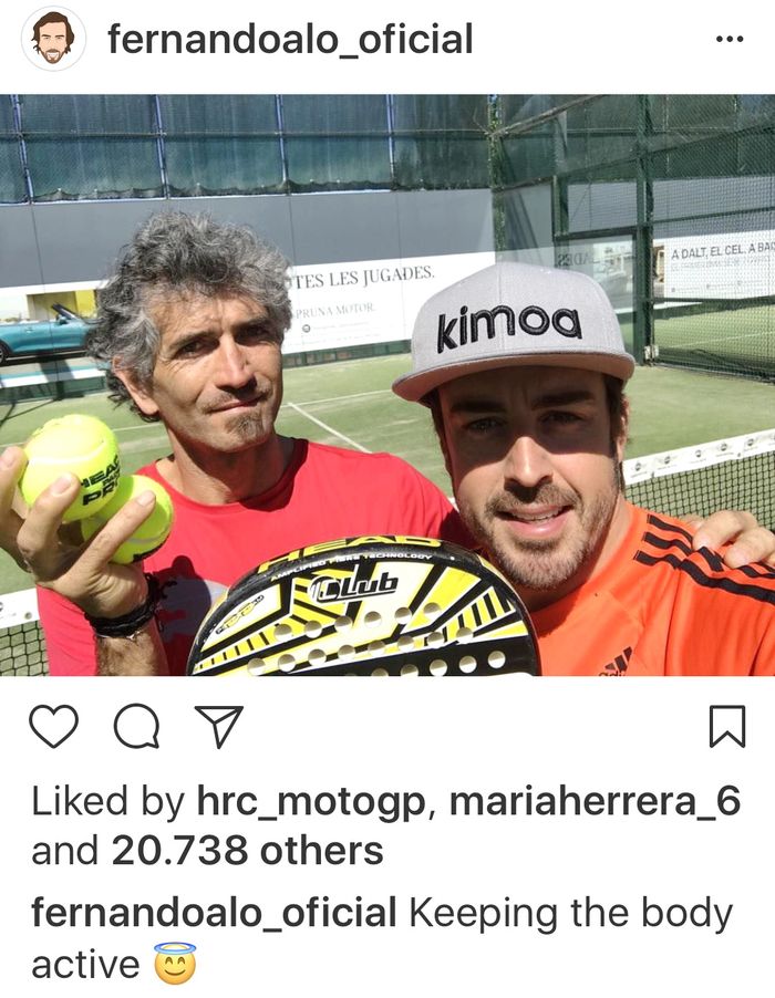 Fernando Alonso memposting fotonya di akun Instagramnya tak lama setelah mobilnya mogok saat latihan GP F1 Spanyol 2017