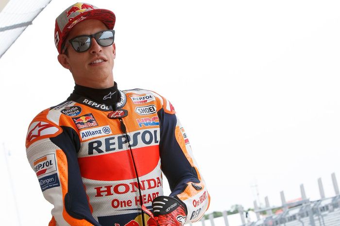 Marc Marquez saat bersiap menjalani sesi latihan bebas MotoGP Americas 2019.