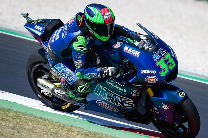 Enea Bastianini jadi yang tercepat, sementara Andi Gilang yang sempat terjatuh tampil semakin cepat di FP1 Moto2 Emilia Romagna 2020