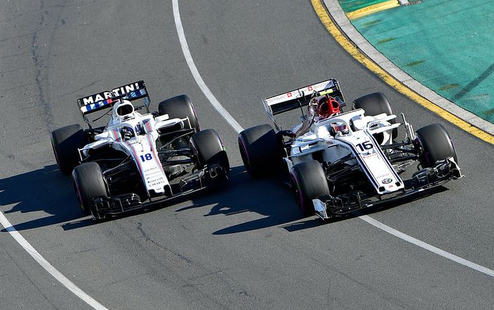Charles Leclerc (#16) yang finish di depan pembalap tim Williams, Lance Stroll (#18), mengaku senang karena mampu menyalip beberapa mobil pada balapan pertamanya di F1