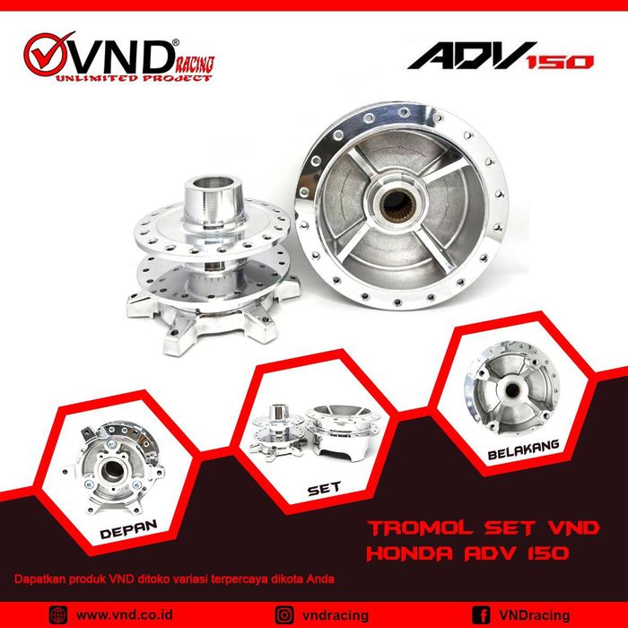 Tromol VND untuk ADV150 terbuat dari aluminium alloy