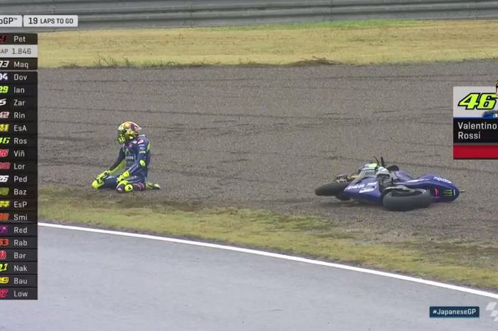 Valentino Rossi tidak dapat melanjutkan balapan di MotoGP Jepang 2017