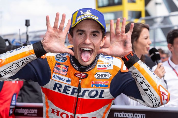 Marc Marquez rajanya MotoGP Jerman, usai meraih kemenangan kesepuluh di Sachsenring