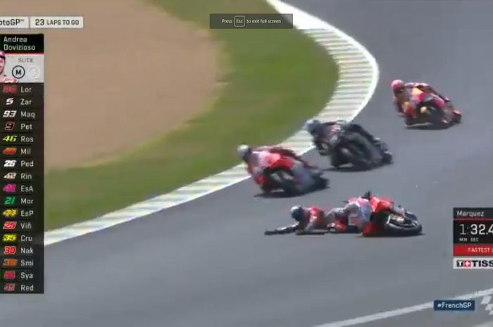 Andrea Dovizioso jatuh di MotoGP Prancis