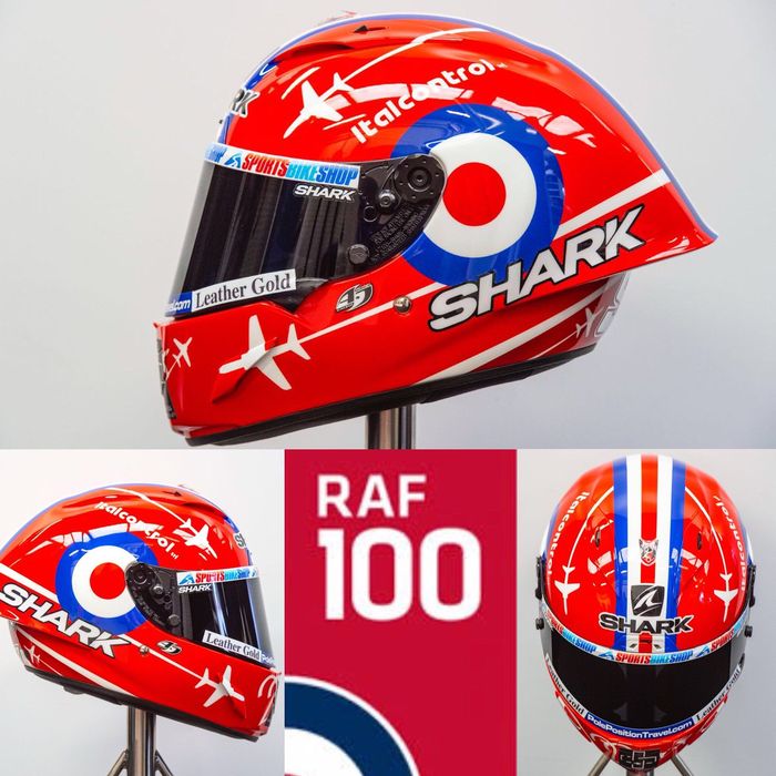 Livery khusus helm Sam Lowes untuk balap Moto2 di Silverstone, Inggris