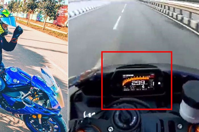Video pengendara geber Yamaha YZR-M1 hingga kecepatan hampir 300 km/jam di jalan raya