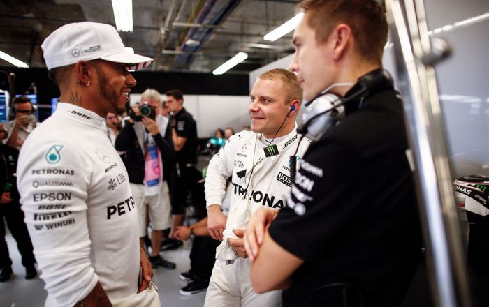 Lewis Hamilton dan Valtteri Bottas di sirkuit Austin, Texas menjelang GP F1 Amerika 2017
