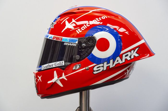 Livery khusus helm Sam Lowes untuk balap Moto2 di Silverstone, Inggris