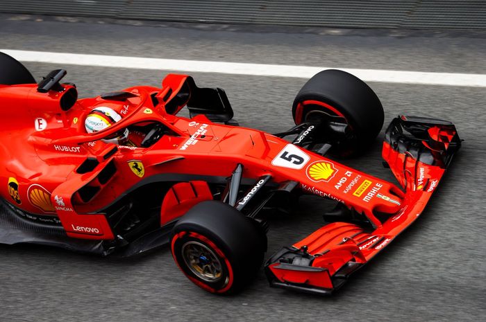 Sebastian Vettel membuktikan mobil SH71H sangat kuat pada tes pramusim hari Rabu (8/3/2018) di Barcelona