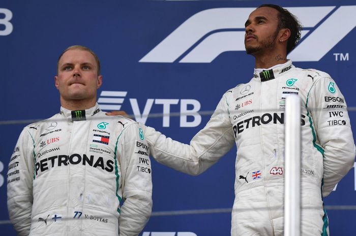 Valtteri Bottas dan Lewis Hamilton di F1 Rusia 2018