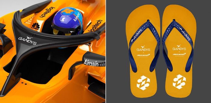 Gandys, sponsor baru di tim McLaren ini adalah perusahaan sandal