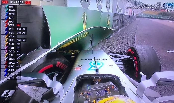 Lewis Hamilton kecelakaan, sesi kualifikasi pertama GP F1 Brasil sempat dihentikan