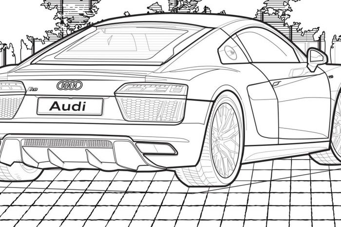 Salah satu gambar pada buku mewarnai yang dikeluarkan oleh Audi.
