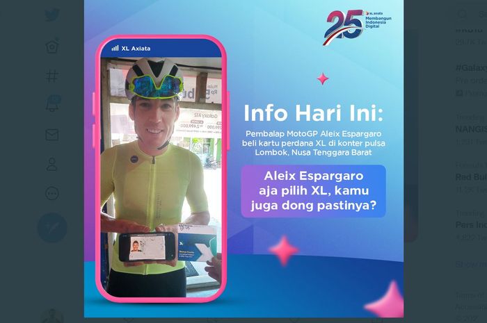 Aleix Espargaro membeli paket perdana XL untuk berkomunikasi selama di Lombok dalam rangka tes MotoGP Mandalika