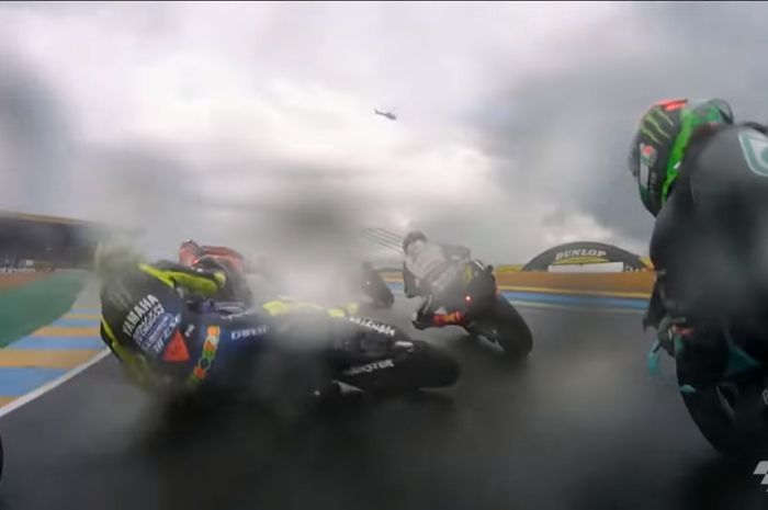 Valentino Rossi terjatuh di MotoGP Perancis 2020