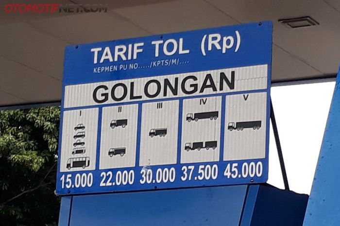Papan tarif ruas jalan TOL Akses Tanjung Priok