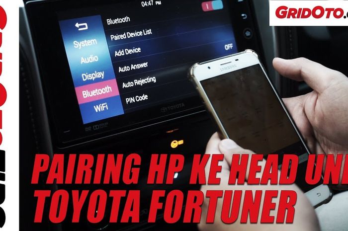 Video cara pairing handphone ke head unit Toyota Fortuner