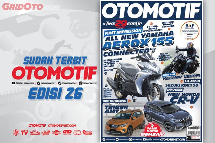 Tabloid OTOMOTIF edisi 26.XXX telah terbit, kupas tuntas Yamaha All New Aerox 155 Connected hingga Hampir-Davidson