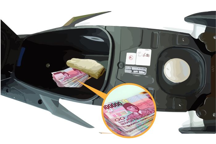 Ilustrasi bahaya taruh dan simpan uang di jok motor