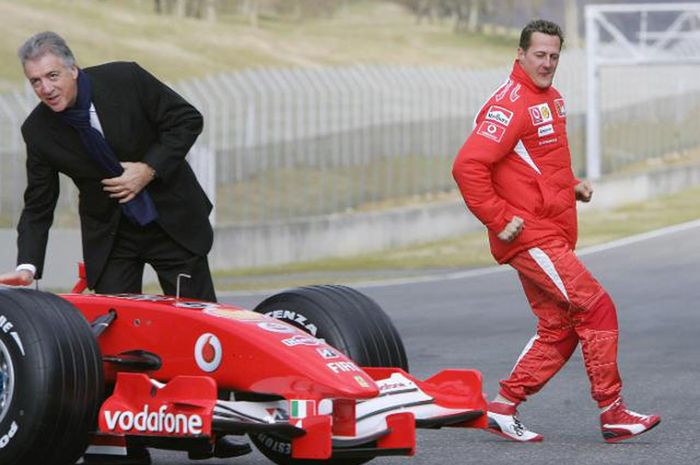 Bos Ferrari, Piero Ferrari dan Michael Schumacher pada suatu kesempatan bersama