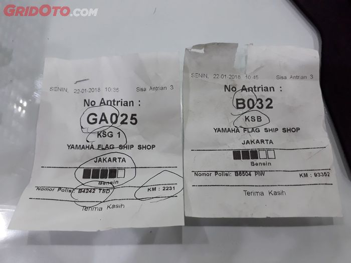 Nomor antrian sesuai keperluan di yamaha flagship shop cempaka putih