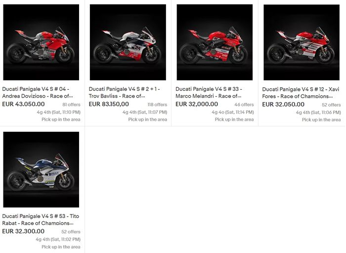 Lelang Ducati Panigale V4 S yang dilelang secara online