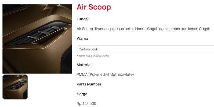 Air scoop aksesori ADV160 baru