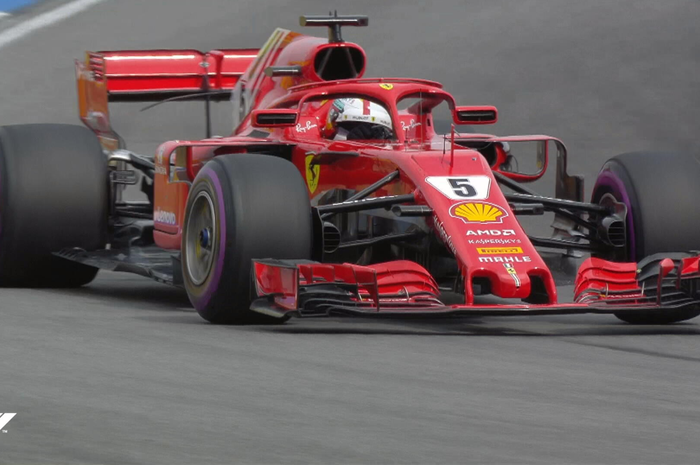 Sebastian Vettel di kualifikasi F1 Jerman 2018
