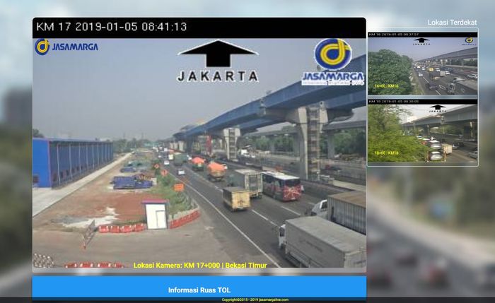Tampilan live streaming CCTV Jasa Marga di tol Jakarta-Cikampek