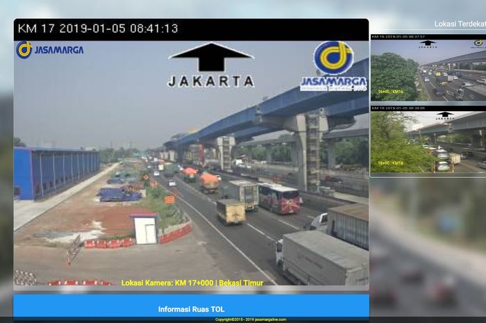 Tampilan live streaming CCTV Jasa Marga di tol Jakarta-Cikampek