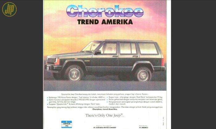 Iklan Jeep Cherokee XJ di Tabloid Otomotif