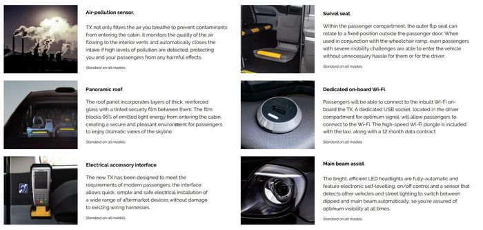 Fitur unggulan di LEVC TX