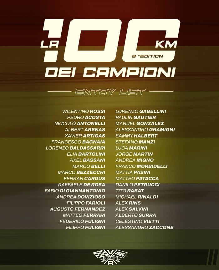 Valentino Rossi kembali gelar event tahunan La 100km dei Campioni, bakal diramaikan 8 pembalap MotoGP