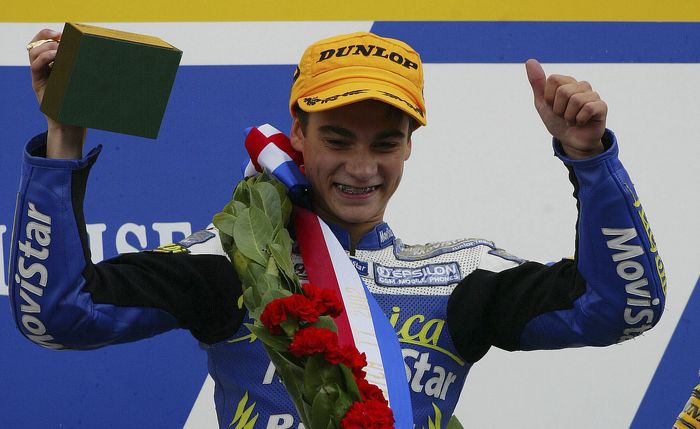 Dani Pedrosa saat memenangkan balap di kelas GP 125 cc